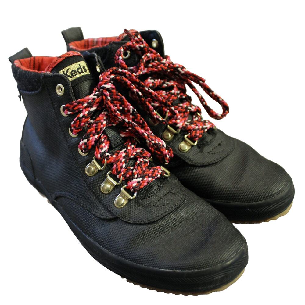 Keds Black Splash-Canvas Lace-Up Ankle Boots Scout Series Women’s Booties Size 7
